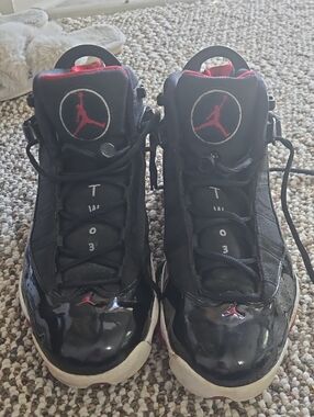 Nike Black and Red Air Jordan Retro Basketball Sneakers